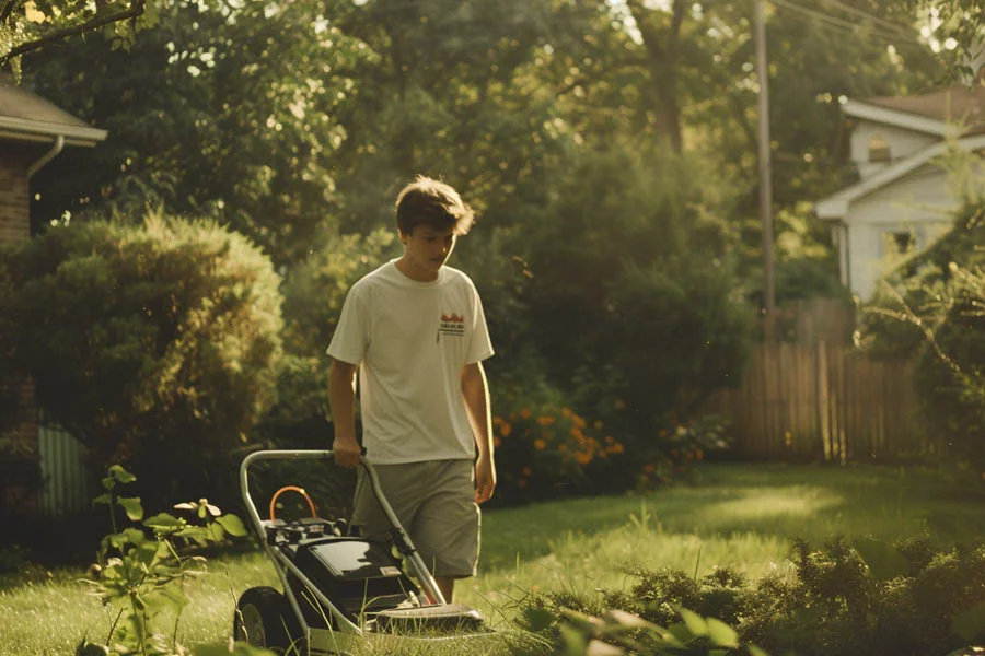 electric lawn mower with bag