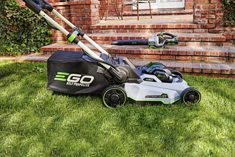 electric lawn mower with bag